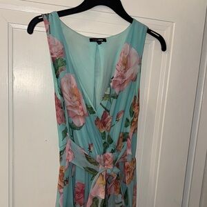 Fashion Nova Blue Sleeveless Plunge Maxi Dress